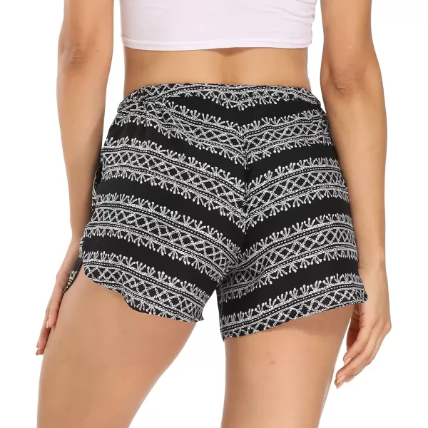 Urban CoCo Womens Casual Summer Elastic Waist Boho Print Shorts Patterned Short Pants with Pockets L 17