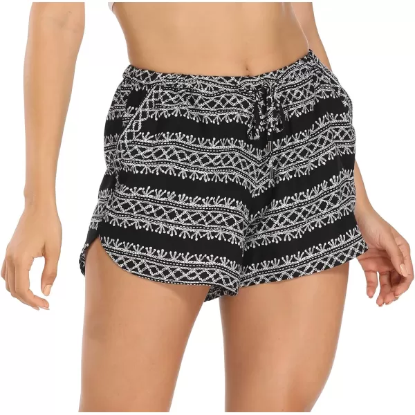 Urban CoCo Womens Casual Summer Elastic Waist Boho Print Shorts Patterned Short Pants with Pockets L 17