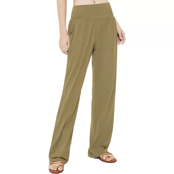 Urban CoCo Womens Comfy Yoga Pants Casual Wide Leg Sweatpants High Waist Stretch Trousers with PocketsCamel
