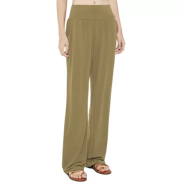 Urban CoCo Womens Comfy Yoga Pants Casual Wide Leg Sweatpants High Waist Stretch Trousers with PocketsCamel