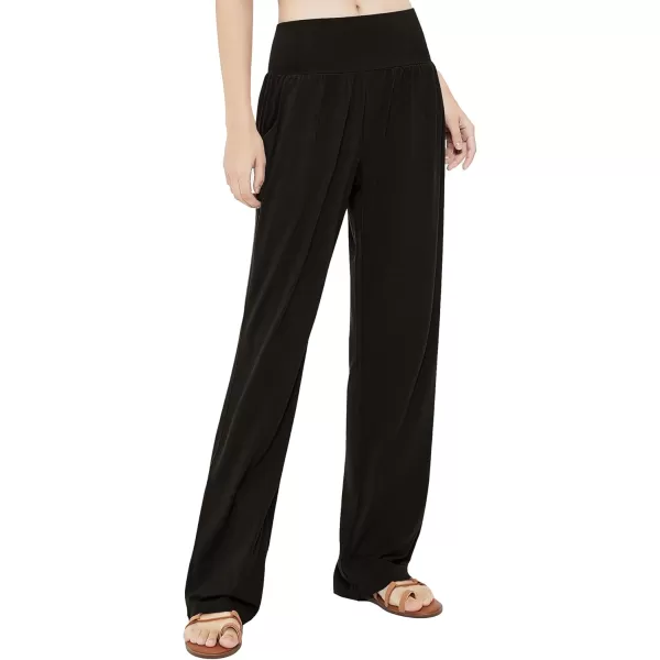 Urban CoCo Womens Comfy Yoga Pants Casual Wide Leg Sweatpants High Waist Stretch Trousers with PocketsCoffee