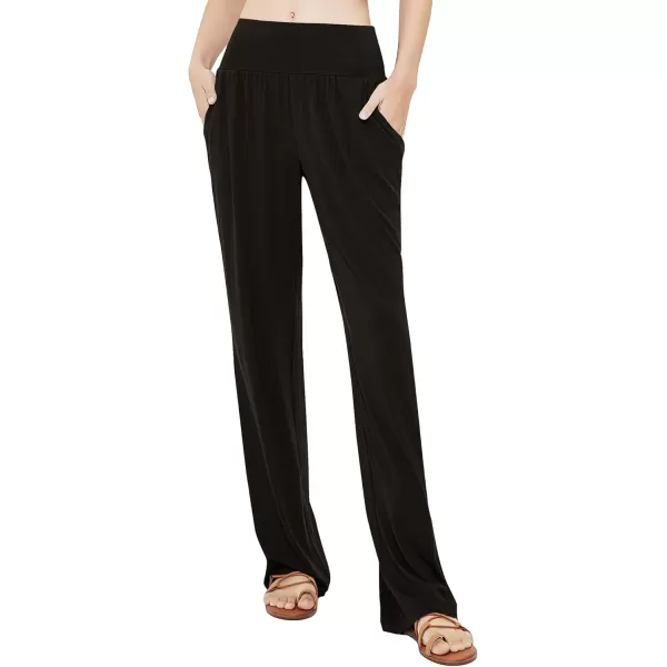 Urban CoCo Womens Comfy Yoga Pants Casual Wide Leg Sweatpants High Waist Stretch Trousers with PocketsCoffee