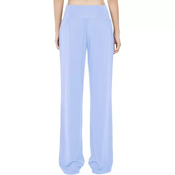 Urban CoCo Womens Comfy Yoga Pants Casual Wide Leg Sweatpants High Waist Stretch Trousers with PocketsLight Blue