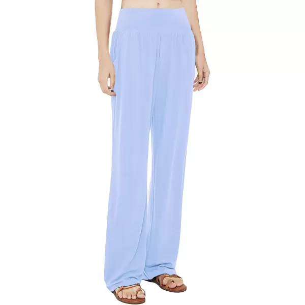 Urban CoCo Womens Comfy Yoga Pants Casual Wide Leg Sweatpants High Waist Stretch Trousers with PocketsLight Blue