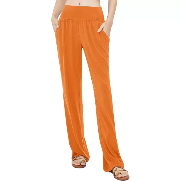 Urban CoCo Womens Comfy Yoga Pants Casual Wide Leg Sweatpants High Waist Stretch Trousers with PocketsOrange