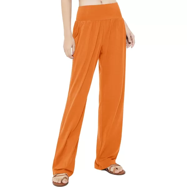 Urban CoCo Womens Comfy Yoga Pants Casual Wide Leg Sweatpants High Waist Stretch Trousers with PocketsOrange