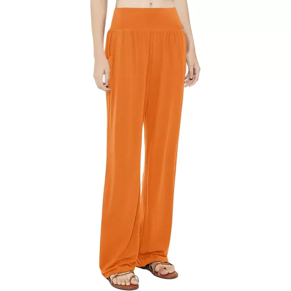 Urban CoCo Womens Comfy Yoga Pants Casual Wide Leg Sweatpants High Waist Stretch Trousers with PocketsOrange