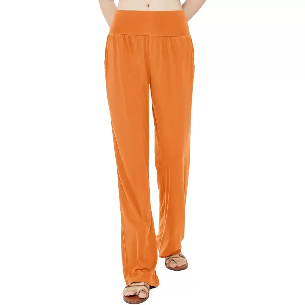 Urban CoCo Womens Comfy Yoga Pants Casual Wide Leg Sweatpants High Waist Stretch Trousers with PocketsOrange