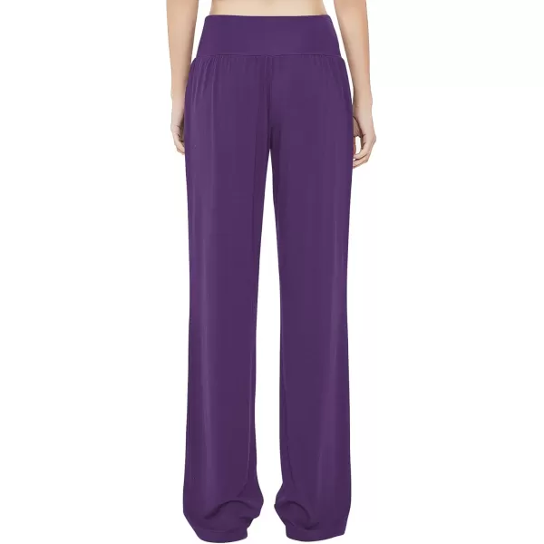 Urban CoCo Womens Comfy Yoga Pants Casual Wide Leg Sweatpants High Waist Stretch Trousers with PocketsPurple