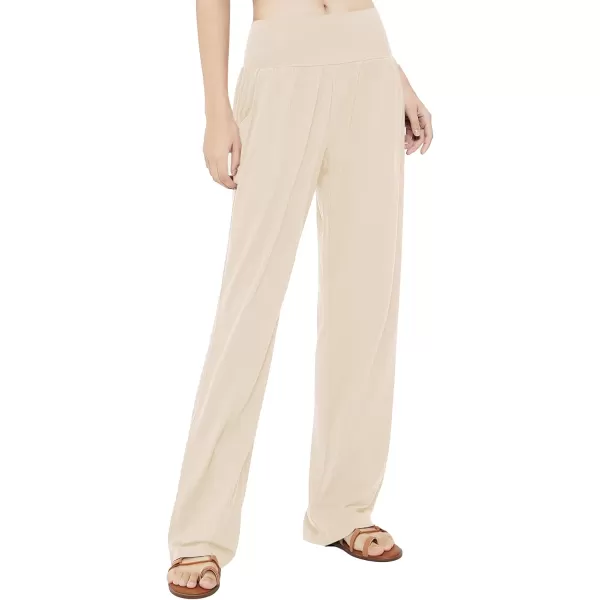 Urban CoCo Womens Comfy Yoga Pants Casual Wide Leg Sweatpants High Waist Stretch Trousers with PocketsSilver Mink