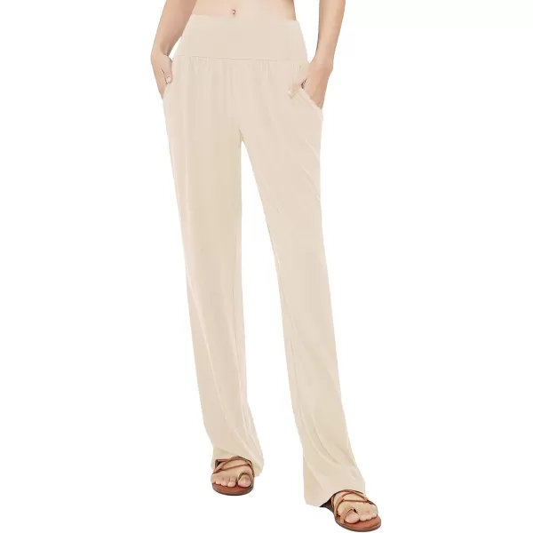 Urban CoCo Womens Comfy Yoga Pants Casual Wide Leg Sweatpants High Waist Stretch Trousers with PocketsSilver Mink