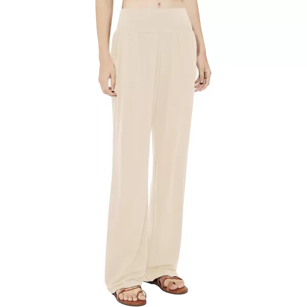Urban CoCo Womens Comfy Yoga Pants Casual Wide Leg Sweatpants High Waist Stretch Trousers with PocketsSilver Mink