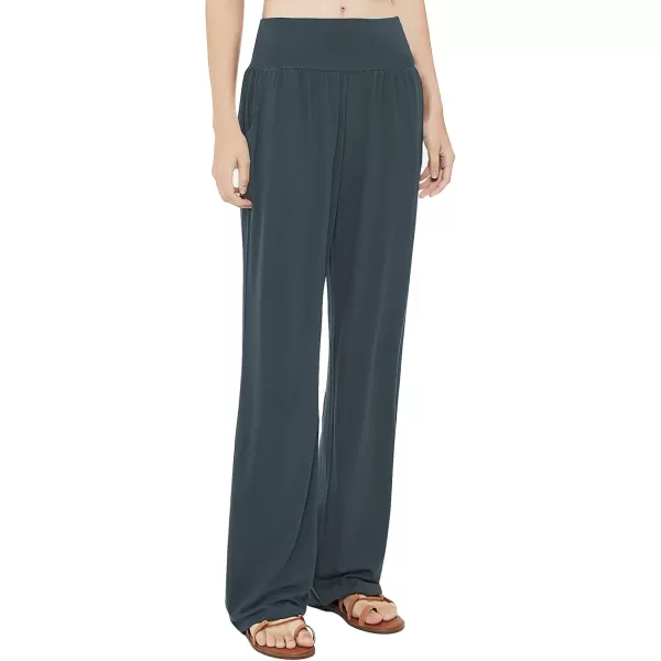 Urban CoCo Womens Comfy Yoga Pants Casual Wide Leg Sweatpants High Waist Stretch Trousers with PocketsSlate