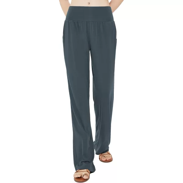 Urban CoCo Womens Comfy Yoga Pants Casual Wide Leg Sweatpants High Waist Stretch Trousers with PocketsSlate