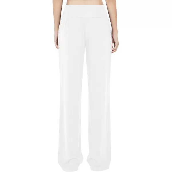 Urban CoCo Womens Comfy Yoga Pants Casual Wide Leg Sweatpants High Waist Stretch Trousers with PocketsWhite