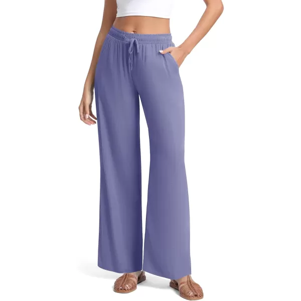 Urban CoCo Womens Elastic Waist Drawstring Casual Pants Straight Leg Lightweight Loose Trousers with PocketsBlue