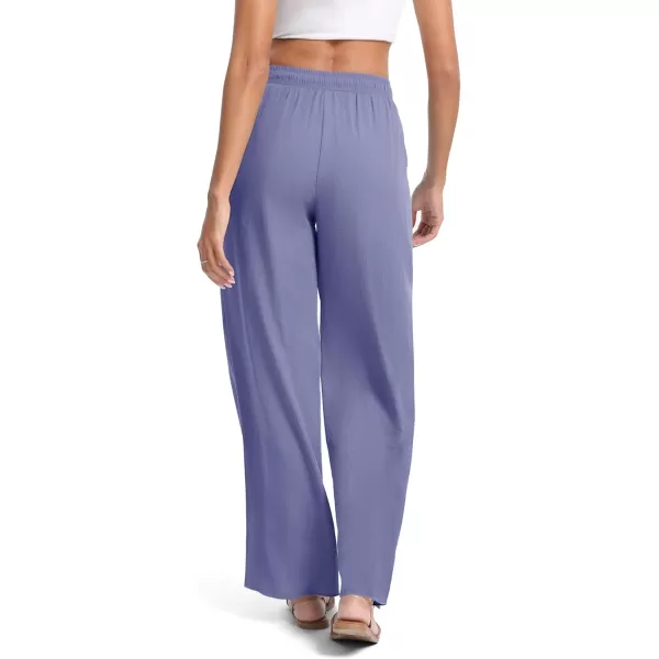 Urban CoCo Womens Elastic Waist Drawstring Casual Pants Straight Leg Lightweight Loose Trousers with PocketsBlue