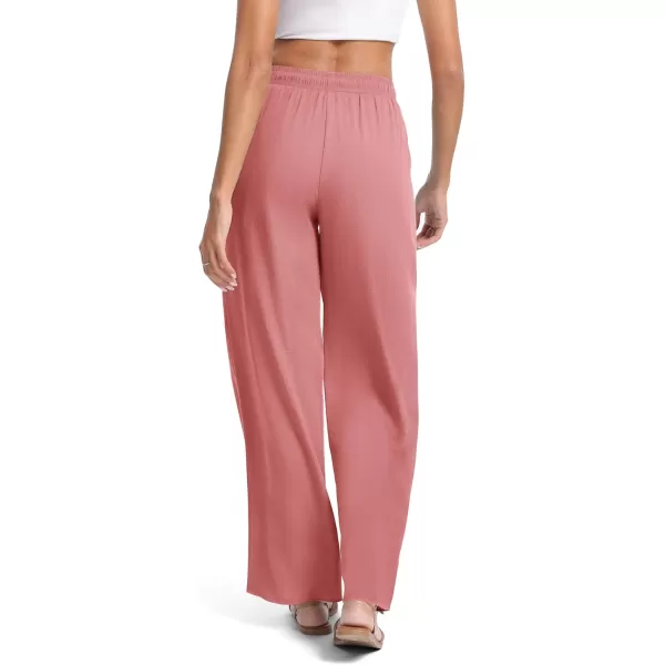 Urban CoCo Womens Elastic Waist Drawstring Casual Pants Straight Leg Lightweight Loose Trousers with PocketsDusty Rose