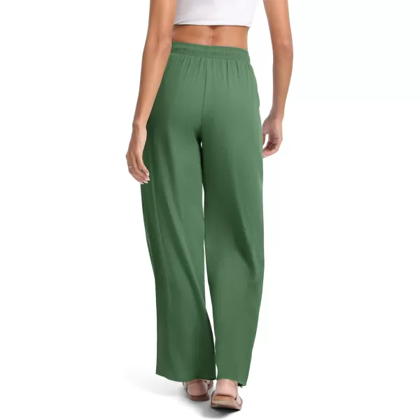 Urban CoCo Womens Elastic Waist Drawstring Casual Pants Straight Leg Lightweight Loose Trousers with PocketsGreen