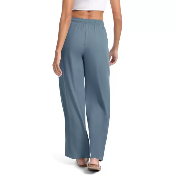 Urban CoCo Womens Elastic Waist Drawstring Casual Pants Straight Leg Lightweight Loose Trousers with PocketsIndigo Blue