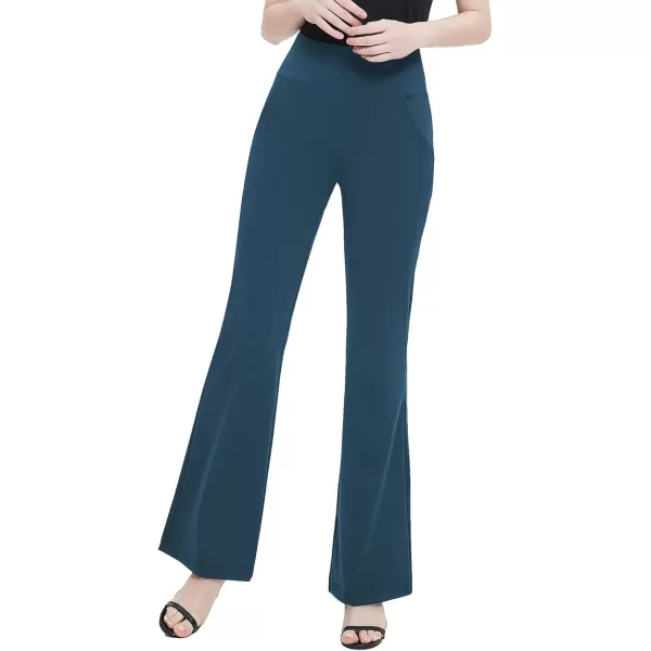 Urban CoCo Womens High Waist Stretchy Bootcut Yoga Pants Casual Flare Leggings Workout Bootleg PantsIndigo Blue
