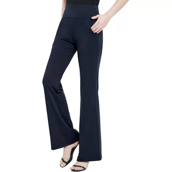 Urban CoCo Womens High Waist Stretchy Bootcut Yoga Pants Casual Flare Leggings Workout Bootleg PantsNavy Blue