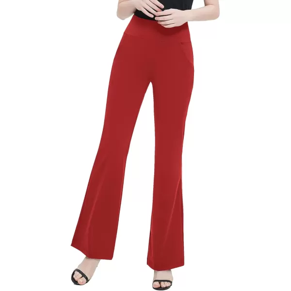 Urban CoCo Womens High Waist Stretchy Bootcut Yoga Pants Casual Flare Leggings Workout Bootleg PantsRed