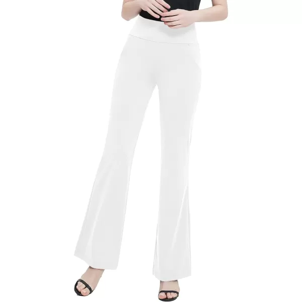 Urban CoCo Womens High Waist Stretchy Bootcut Yoga Pants Casual Flare Leggings Workout Bootleg PantsWhite