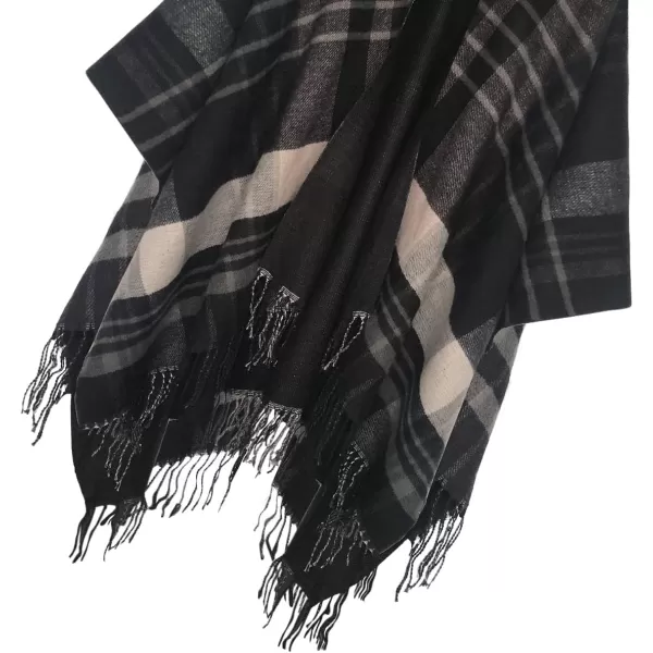 Urban CoCo Womens Winter Vintage Poncho Capes Tassel Blanket Shawl Wrap Cardigan Coat1black
