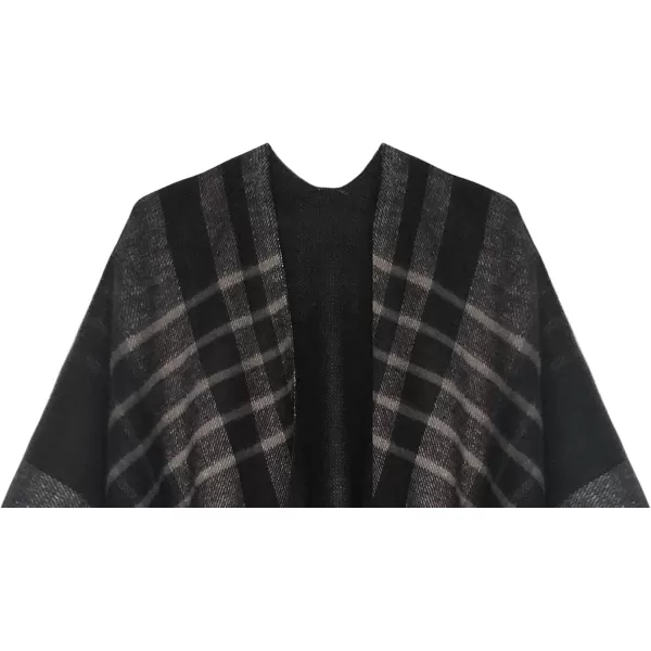Urban CoCo Womens Winter Vintage Poncho Capes Tassel Blanket Shawl Wrap Cardigan Coat1black
