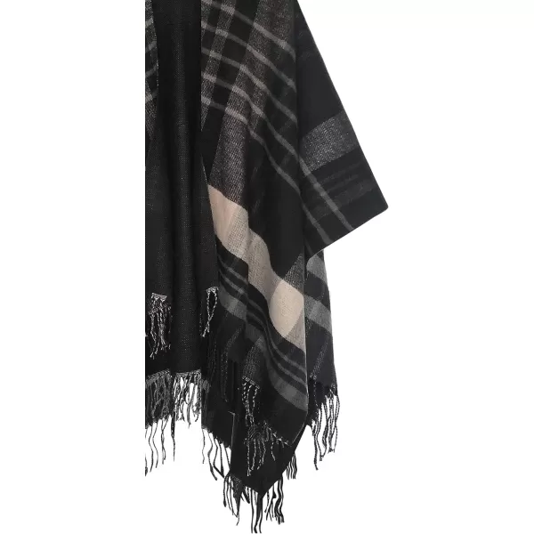 Urban CoCo Womens Winter Vintage Poncho Capes Tassel Blanket Shawl Wrap Cardigan Coat1black