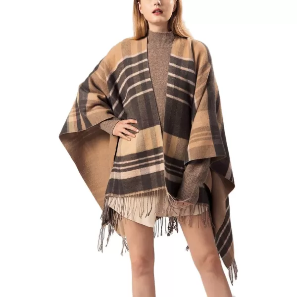 Urban CoCo Womens Winter Vintage Poncho Capes Tassel Blanket Shawl Wrap Cardigan Coat1camel