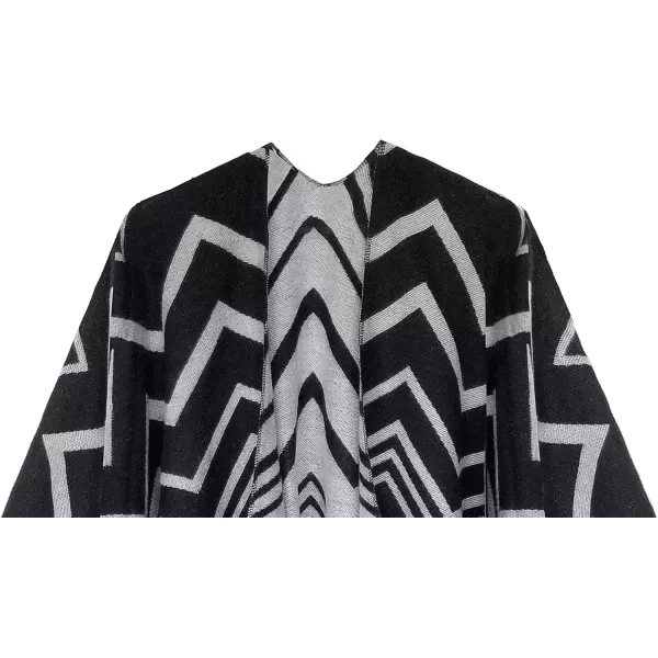 Urban CoCo Womens Winter Vintage Poncho Capes Tassel Blanket Shawl Wrap Cardigan Coat2black
