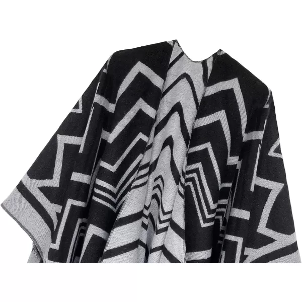 Urban CoCo Womens Winter Vintage Poncho Capes Tassel Blanket Shawl Wrap Cardigan Coat2black