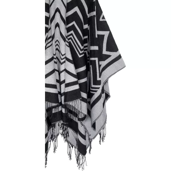 Urban CoCo Womens Winter Vintage Poncho Capes Tassel Blanket Shawl Wrap Cardigan Coat2black