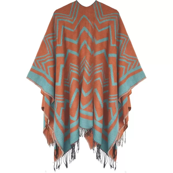 Urban CoCo Womens Winter Vintage Poncho Capes Tassel Blanket Shawl Wrap Cardigan Coat2orange