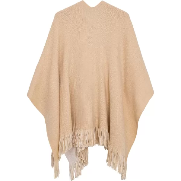 Urban CoCo Womens Winter Vintage Poncho Capes Tassel Blanket Shawl Wrap Cardigan CoatBeige