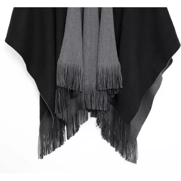 Urban CoCo Womens Winter Vintage Poncho Capes Tassel Blanket Shawl Wrap Cardigan CoatBlack