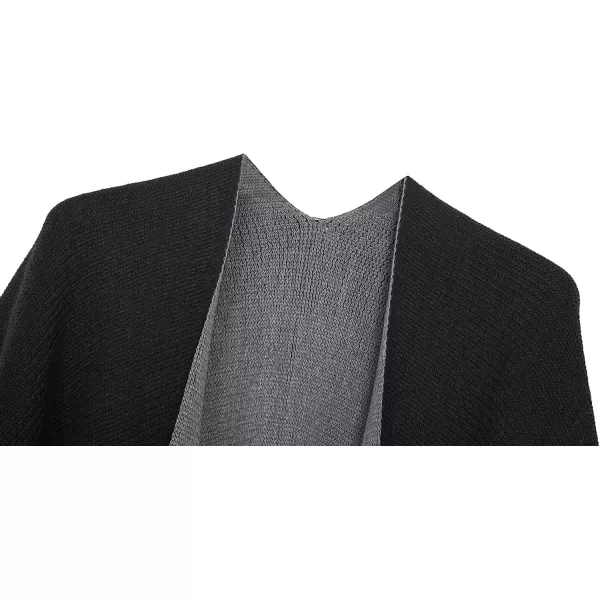 Urban CoCo Womens Winter Vintage Poncho Capes Tassel Blanket Shawl Wrap Cardigan CoatBlack