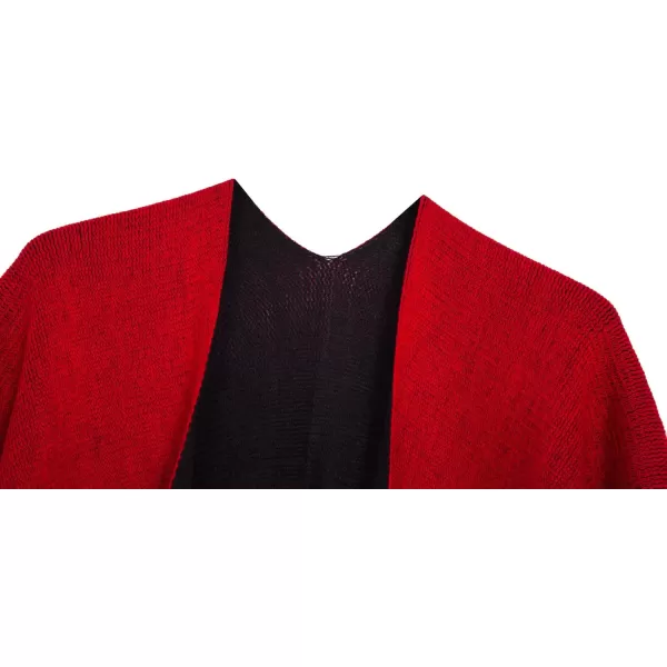 Urban CoCo Womens Winter Vintage Poncho Capes Tassel Blanket Shawl Wrap Cardigan CoatRed