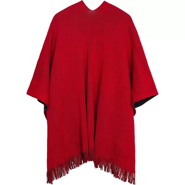 Urban CoCo Womens Winter Vintage Poncho Capes Tassel Blanket Shawl Wrap Cardigan CoatRed