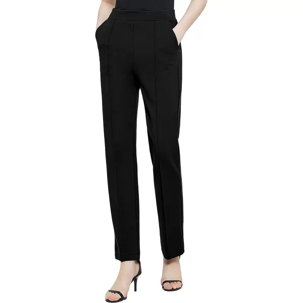 Urban CoCo Womens Yoga Dress Pants Stretchy Casual Slacks Straight Leg Work Pants with PocketsBlack