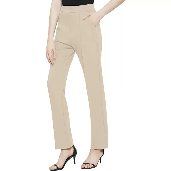Urban CoCo Womens Yoga Dress Pants Stretchy Casual Slacks Straight Leg Work Pants with PocketsCamel