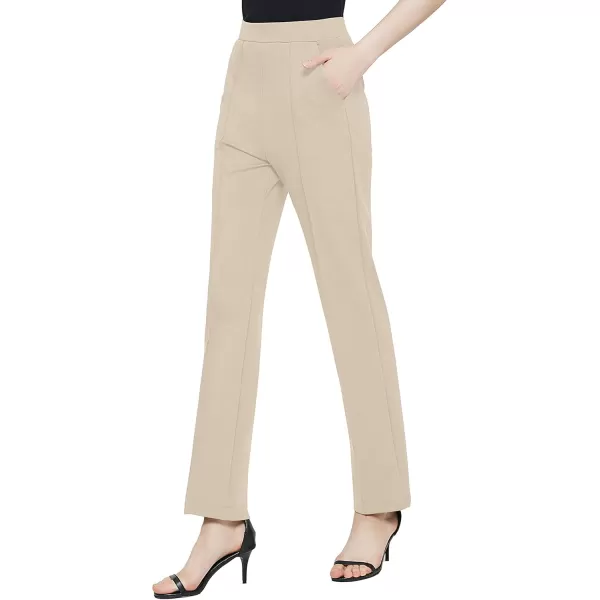 Urban CoCo Womens Yoga Dress Pants Stretchy Casual Slacks Straight Leg Work Pants with PocketsCamel