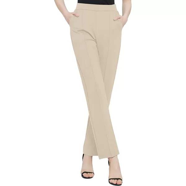 Urban CoCo Womens Yoga Dress Pants Stretchy Casual Slacks Straight Leg Work Pants with PocketsCamel