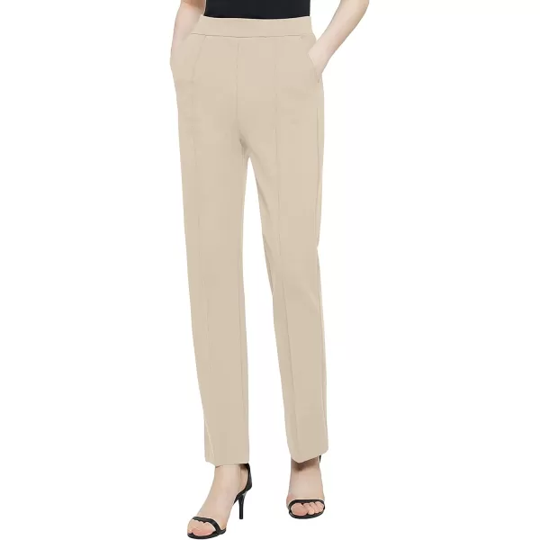 Urban CoCo Womens Yoga Dress Pants Stretchy Casual Slacks Straight Leg Work Pants with PocketsCamel