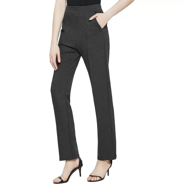 Urban CoCo Womens Yoga Dress Pants Stretchy Casual Slacks Straight Leg Work Pants with PocketsDark Shadow