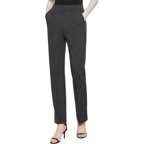 Urban CoCo Womens Yoga Dress Pants Stretchy Casual Slacks Straight Leg Work Pants with PocketsDark Shadow
