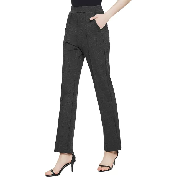 Urban CoCo Womens Yoga Dress Pants Stretchy Casual Slacks Straight Leg Work Pants with PocketsDark Shadow
