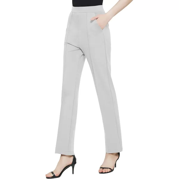 Urban CoCo Womens Yoga Dress Pants Stretchy Casual Slacks Straight Leg Work Pants with PocketsLight Grey